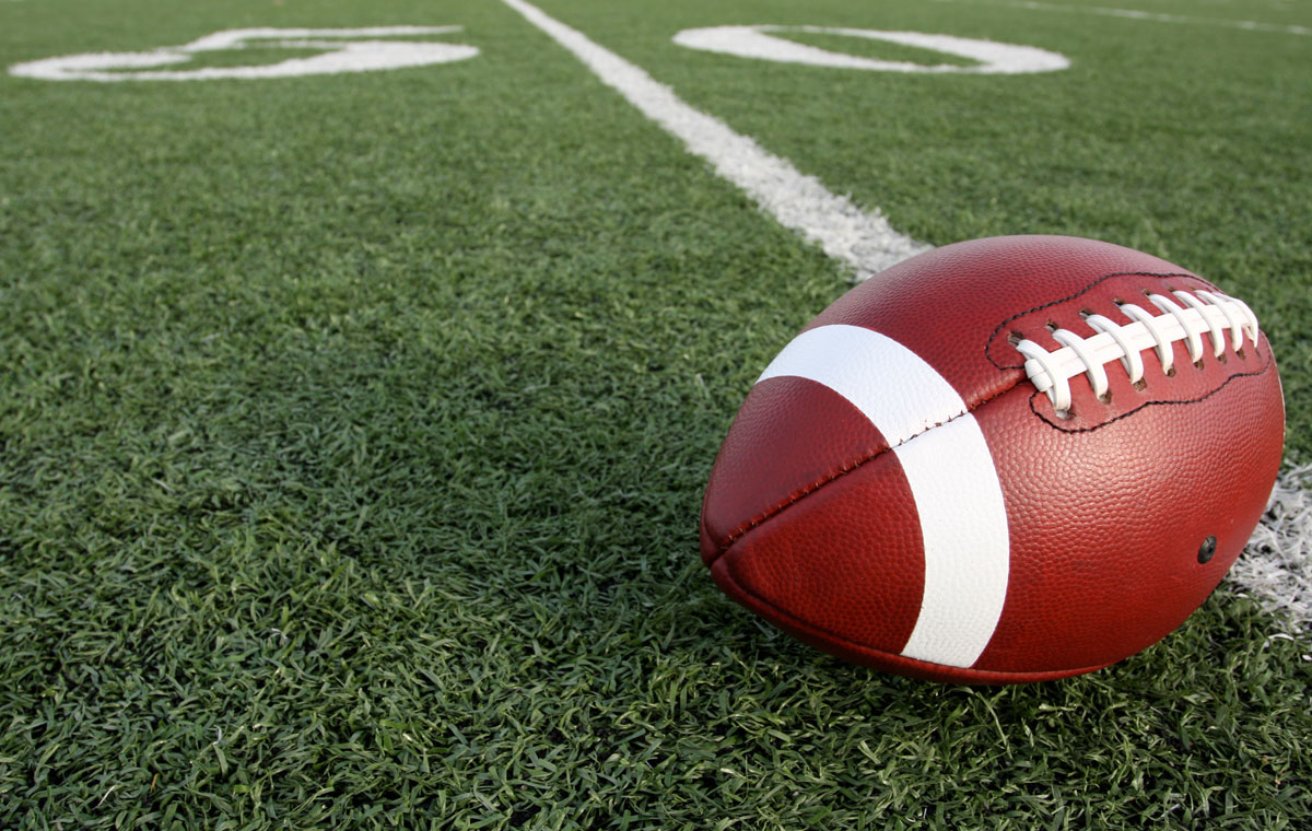 Football on field turf